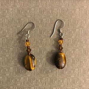 Brown beaded dangling earrings (costume)